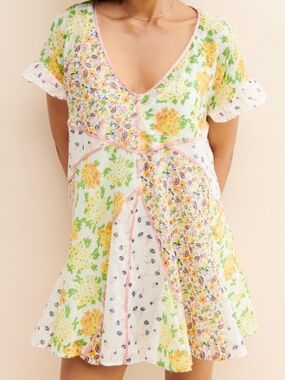 Free People Wildflower Patchwork Mini Dress